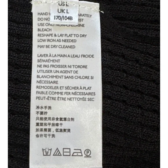 Free People Black Sheer Knit Long Sleeve Top‎ Lightweight Layering Size L - Picture 9 of 10